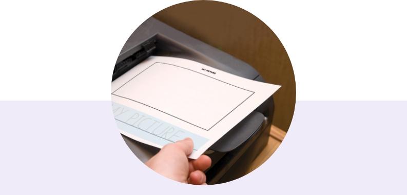 Printer producing a handwriting worksheet created with the A+ Worksheet Maker